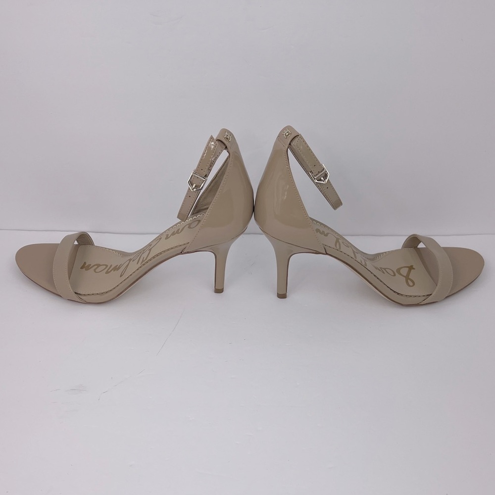 SAM EDELMAN PATTI ANKLE STRAP HEEL, BEIGE SHINY PATENT, WOMENS 11, EUR 41, UK 8 - Picture 11 of 17
